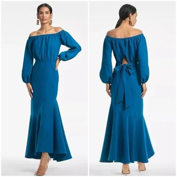 Sachin & Babi Kai Mermaid Off The Shoulder Dress in Moroccan Blue Sz 8 $475 - Picture 1 of 6